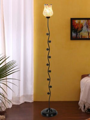 Ambika Home Noir Prestige Multi Shade Premium Iron Floor Lamp with Iron Base & Powder Coated Finish | E27 Holder Included Bulb